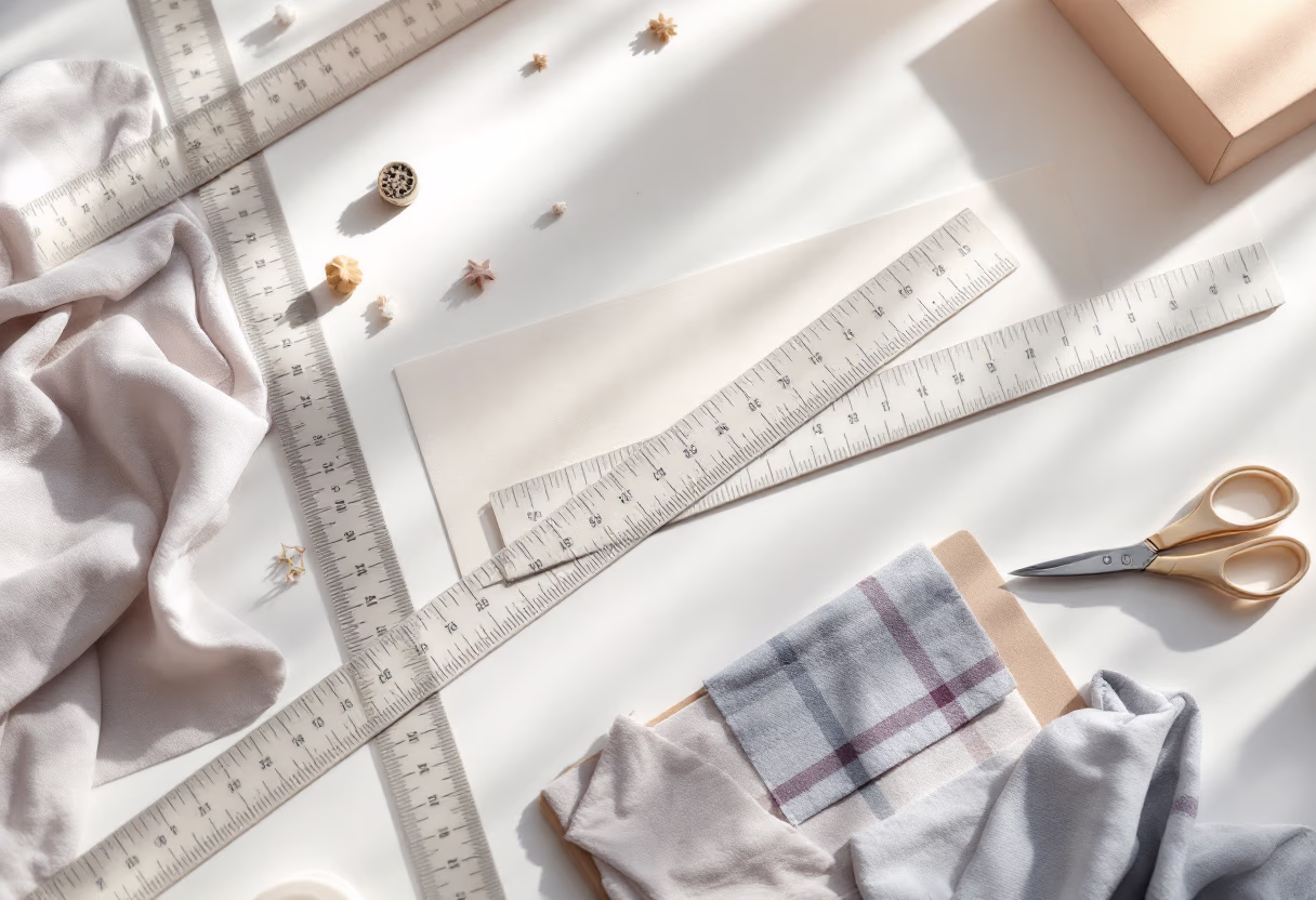 image of tailor tools arranged on a workspace