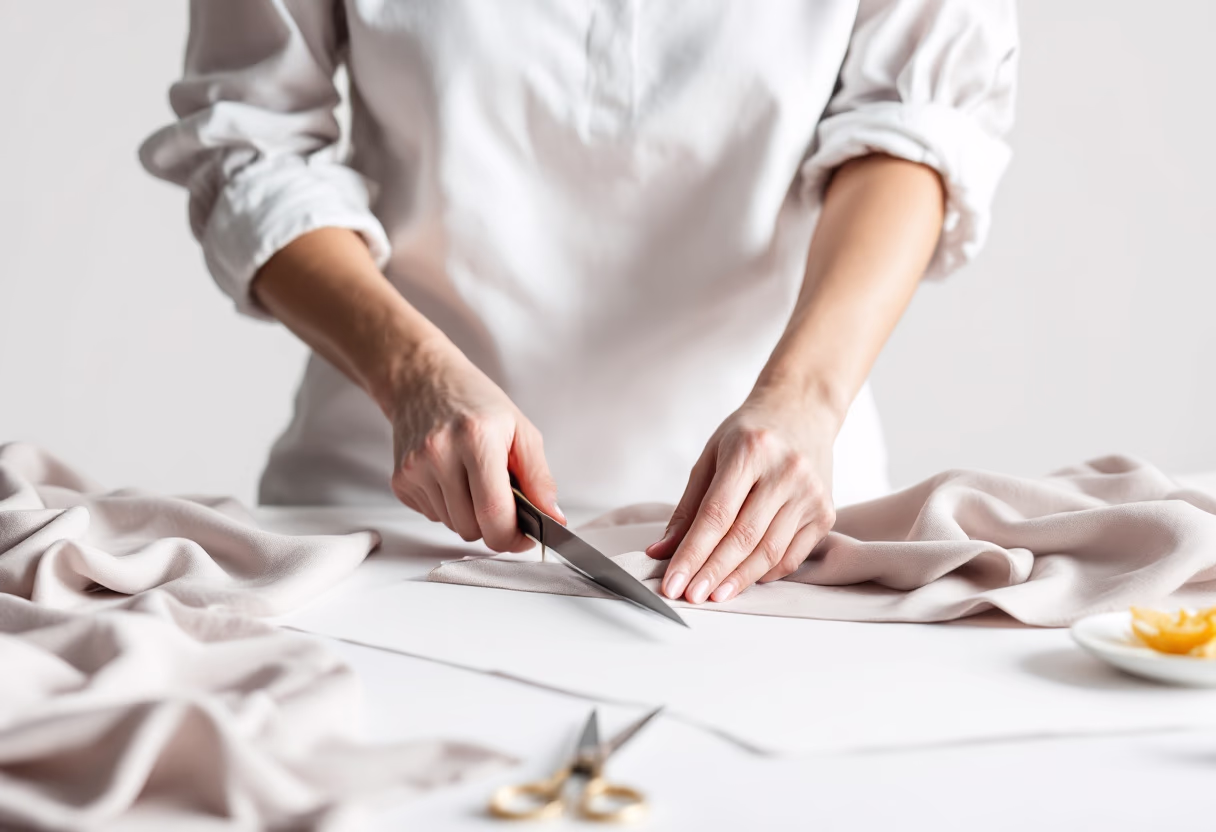 image of tailor drafting patterns