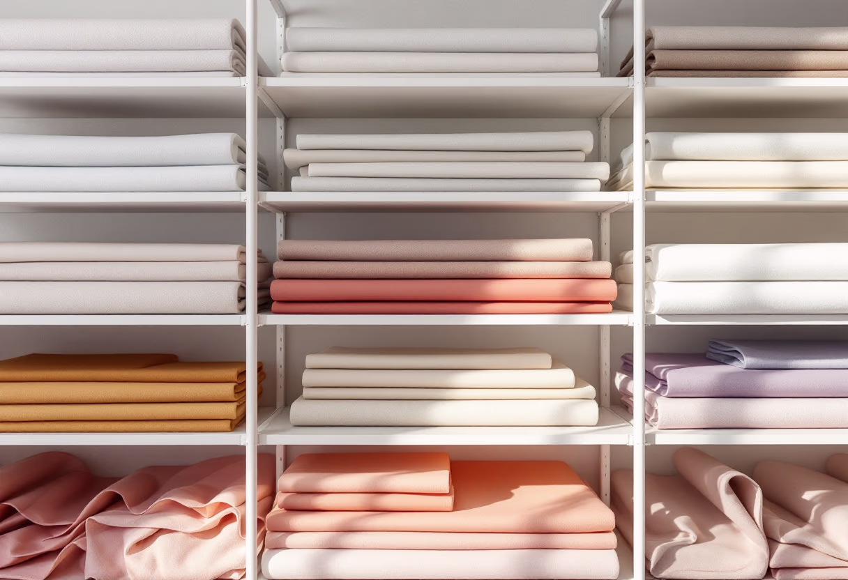 [background image] image of fabric rolls on shelves (for a tailors & alteration shop)