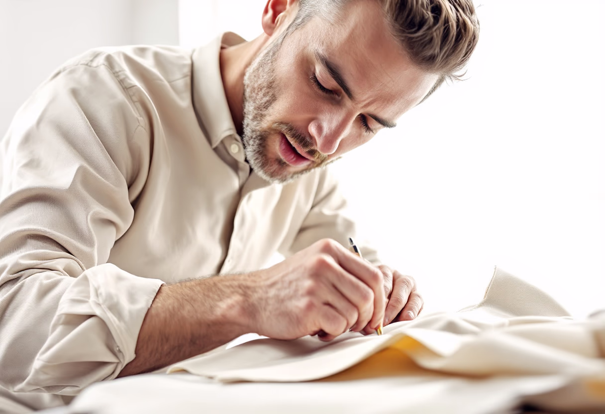 image of a tailor working on a sewing machine