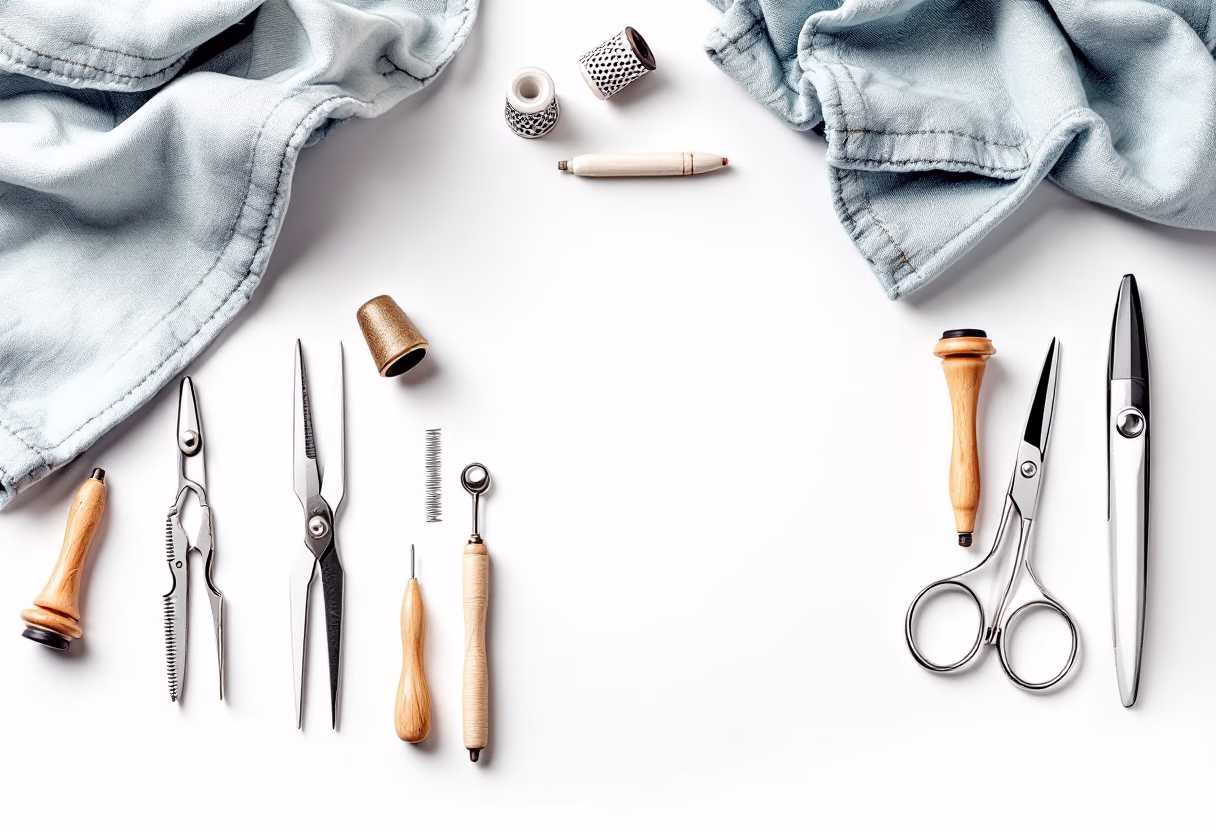 image of tailor tools arranged on a workspace